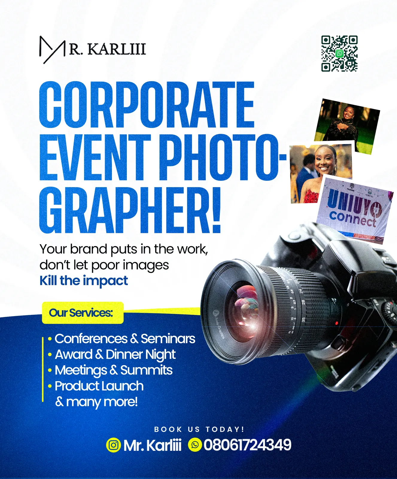 Corporate event photographer Mr. Karliii flyer